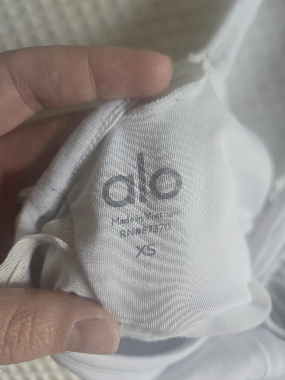 ALO White & Bone Colored Ruched Front Sports Bra